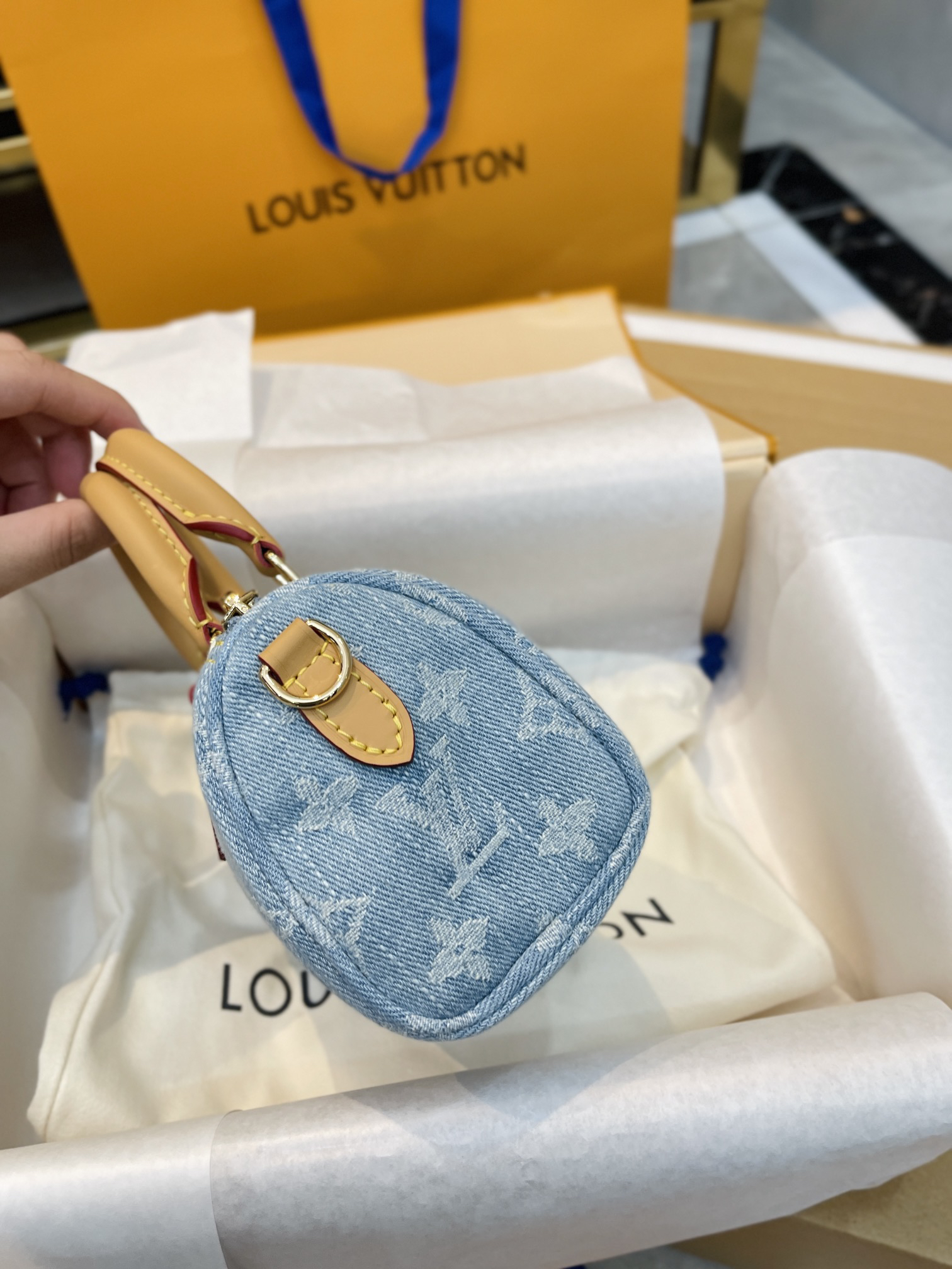 LOUIS VUITTON LV Nona Speedy Blue Hand Bag