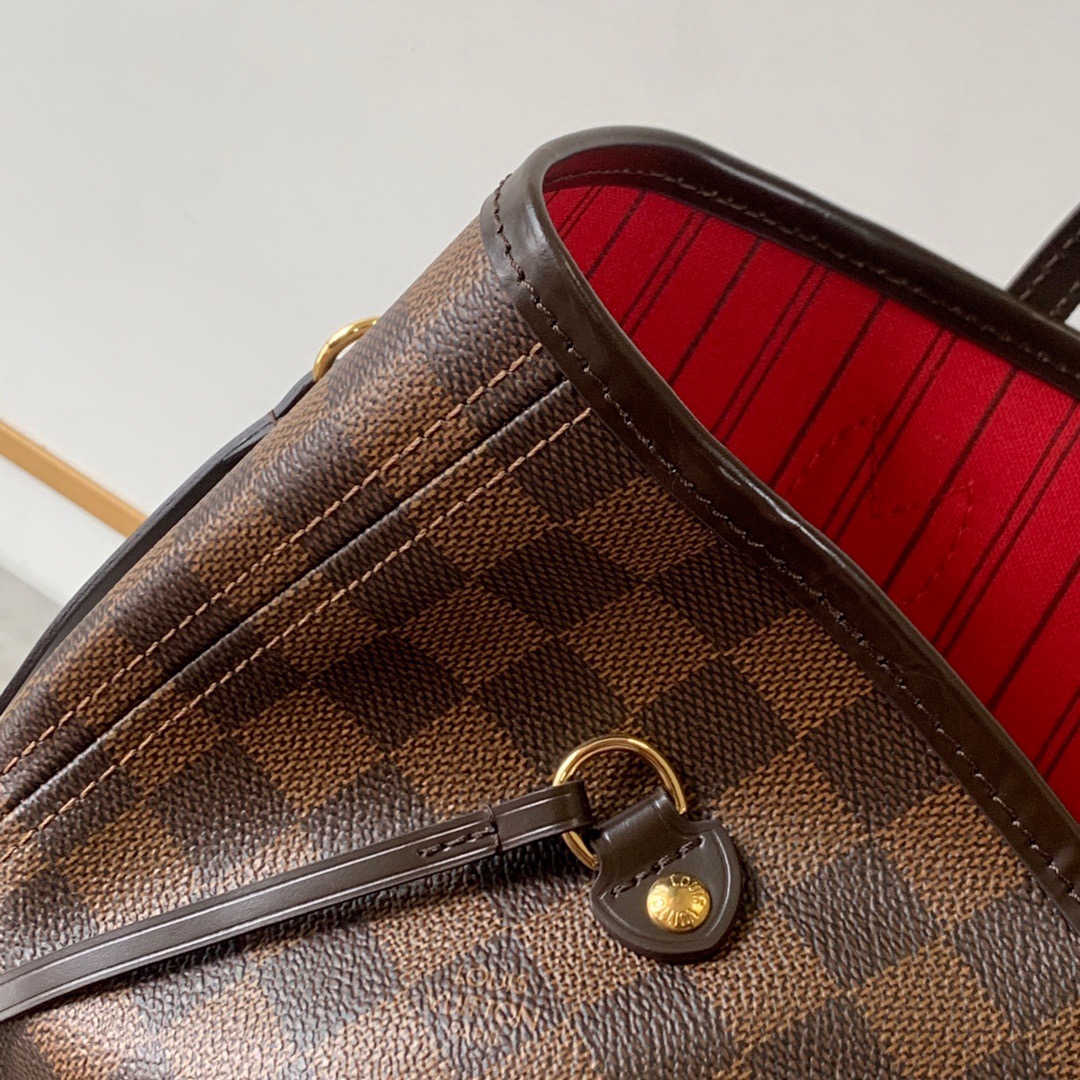 LV-neverfull classic medium coffee plaid handbag