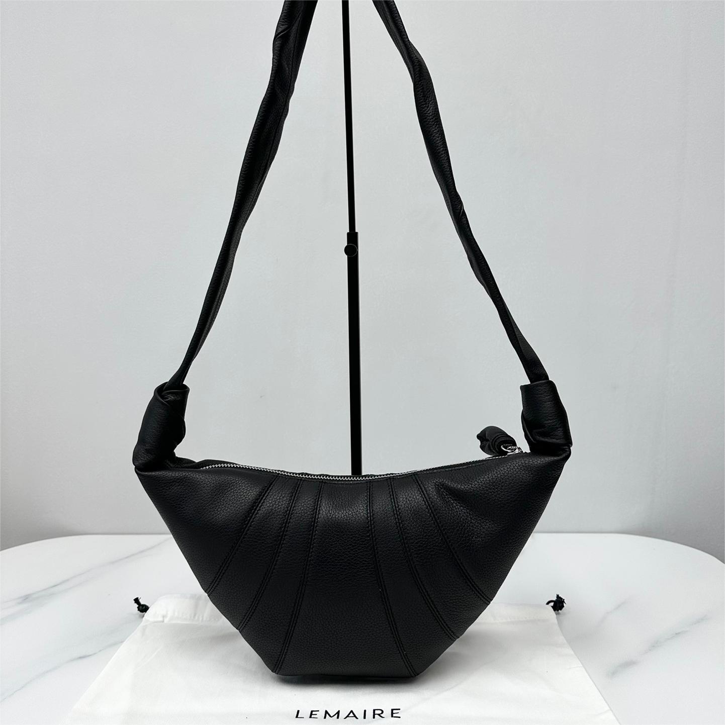 Lemaire-Croissant Small Grain Leather Shoulder Bag