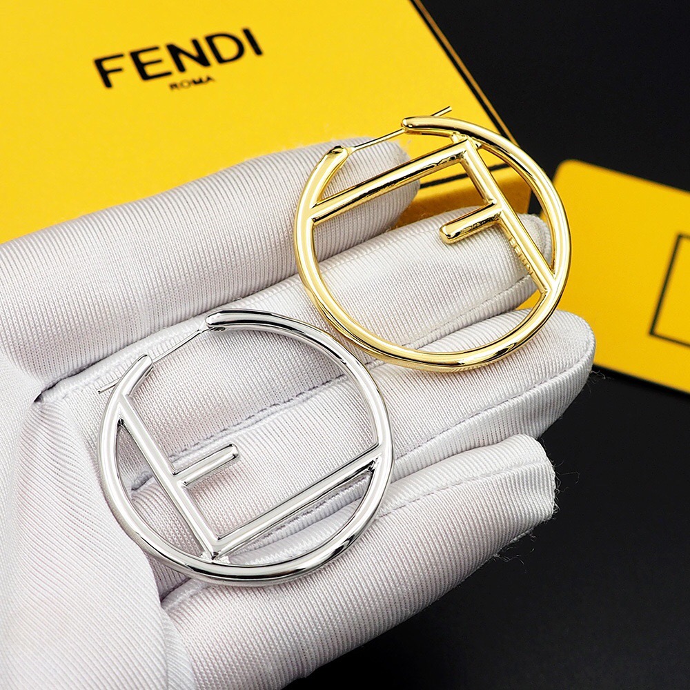 FENDI-Two tone earrings with large circle letters