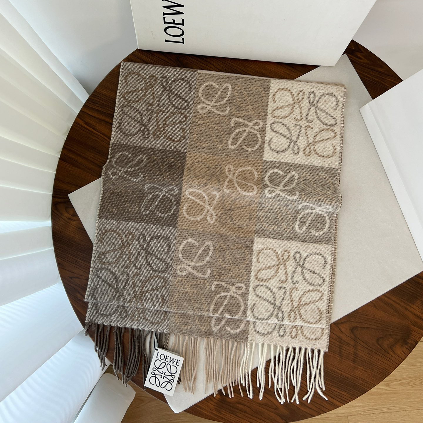 LOEWE - Checkerboard wool and cashmere scarf