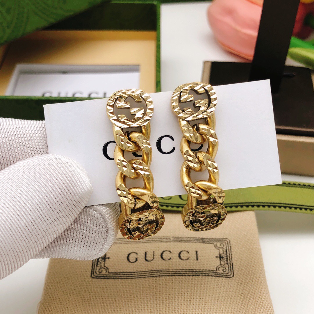 GUCCI-Chain carving tassel earrings