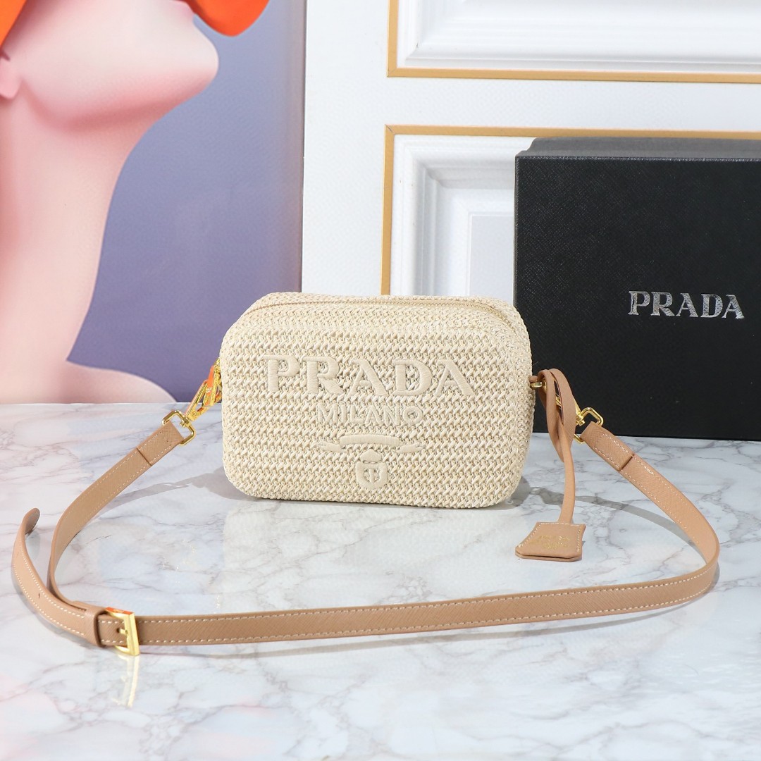 Prada-Lafite Straw Camera Bag