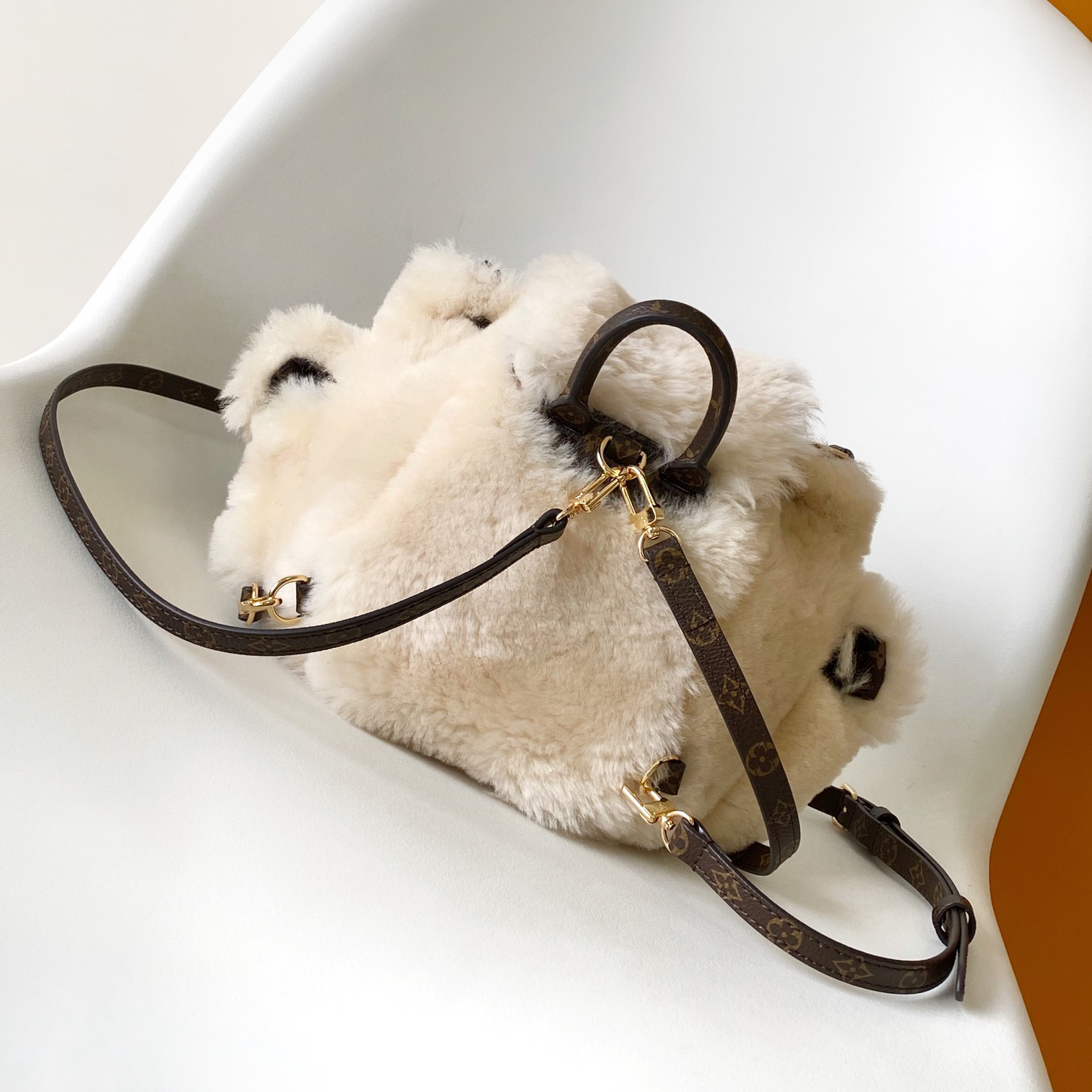 LV - SKI - Nano Teddy Removable and Adjustable Strap Shearling Backpack