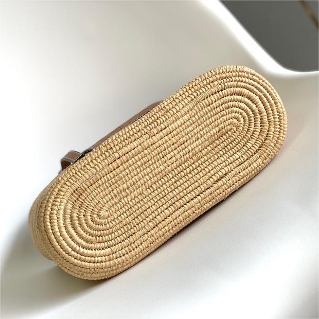 LOEWE-Small Lafite Grass and Beef Leather Square Basket Handbag