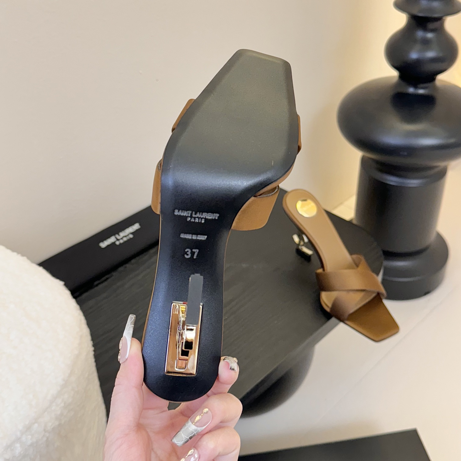 YSL-Cross woven silk high heels shoes