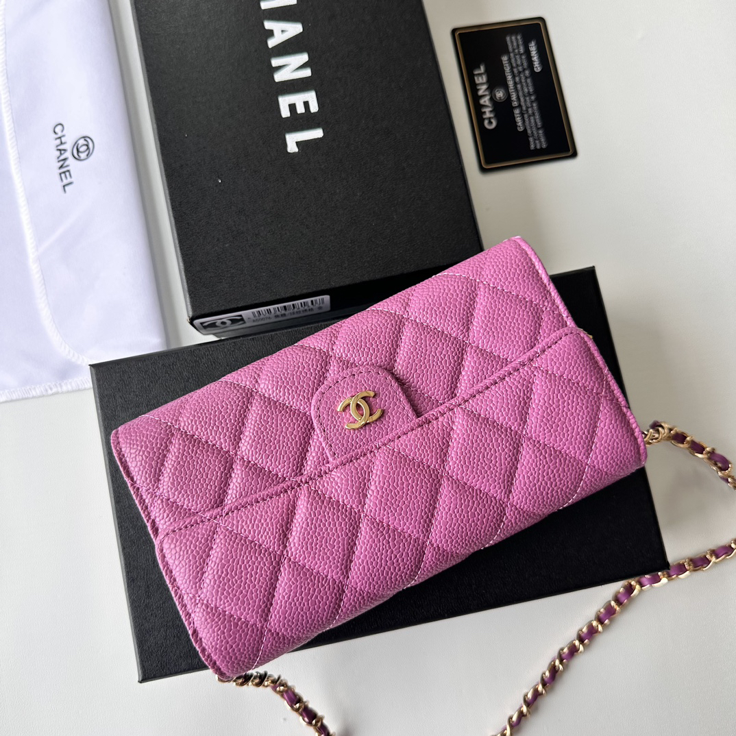 Chanel-Timeless Caviar Wallet Pink