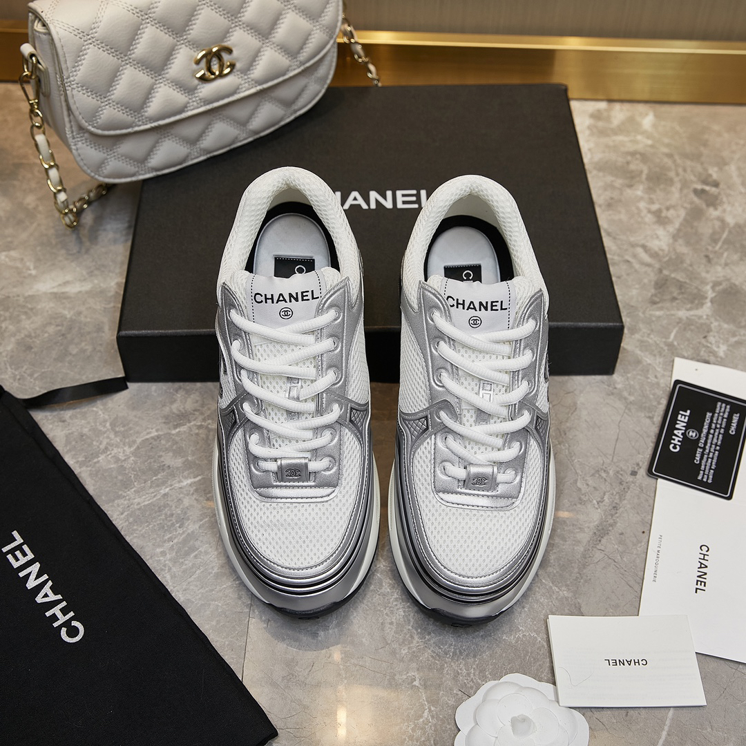 Chanel-Top casual silver white Sports Shoes