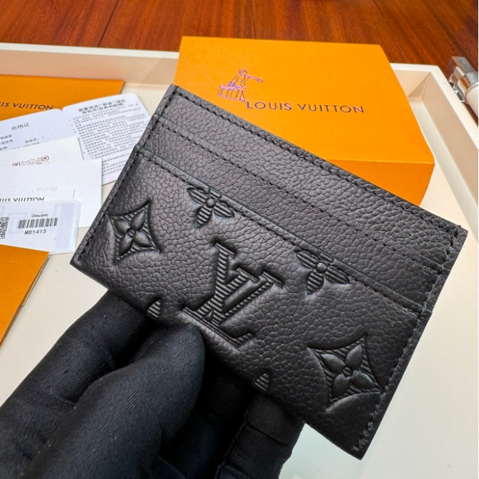 LV-Embossed Card Clip Wallet
