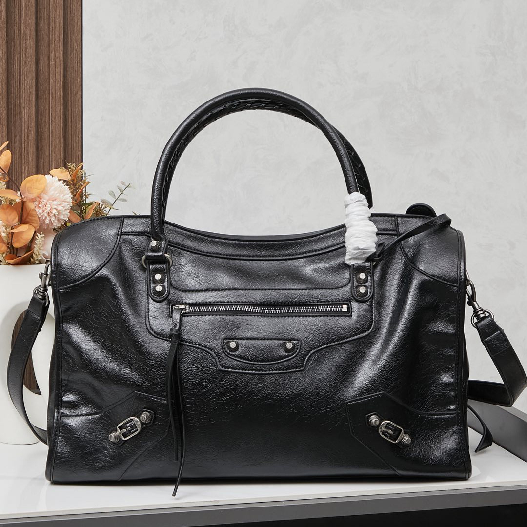 Balenciaga-Silver buckle motorcycle bag