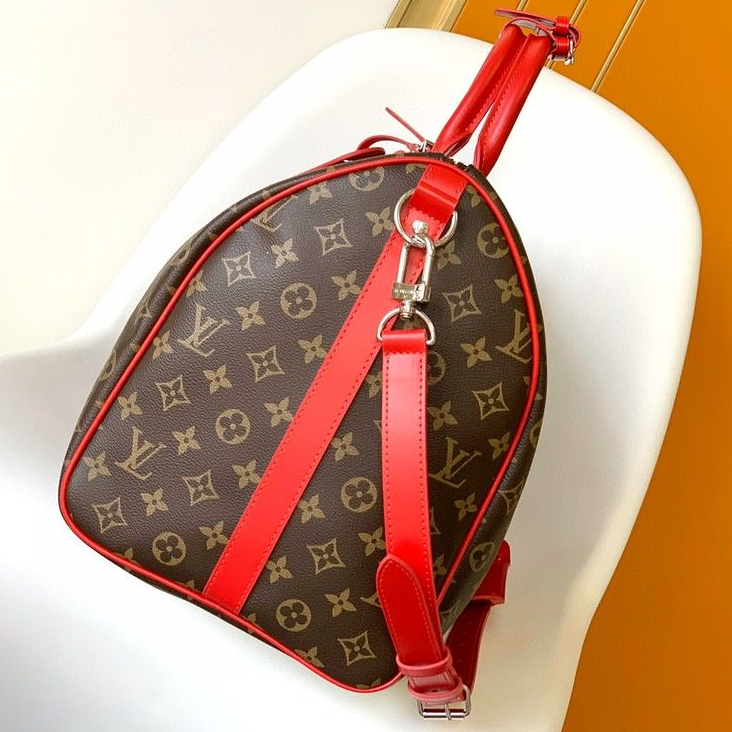 LV - keepall Bandoulière 50 Coated Canvas and Cowhide Leather Handbag Shoulder Crossbody Bag