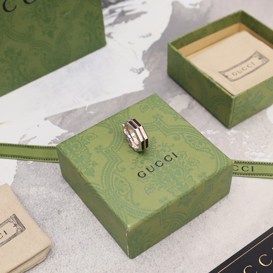 GUCCI-Link to Love series enamel diamond ring