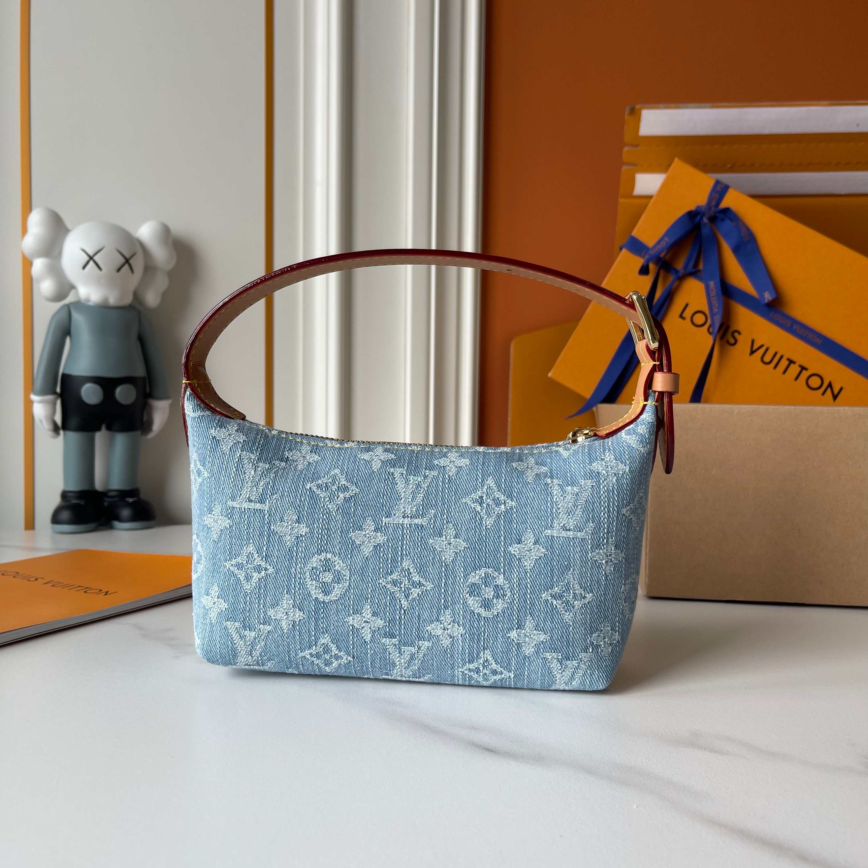 LV Denim Blue Pochette Handbag