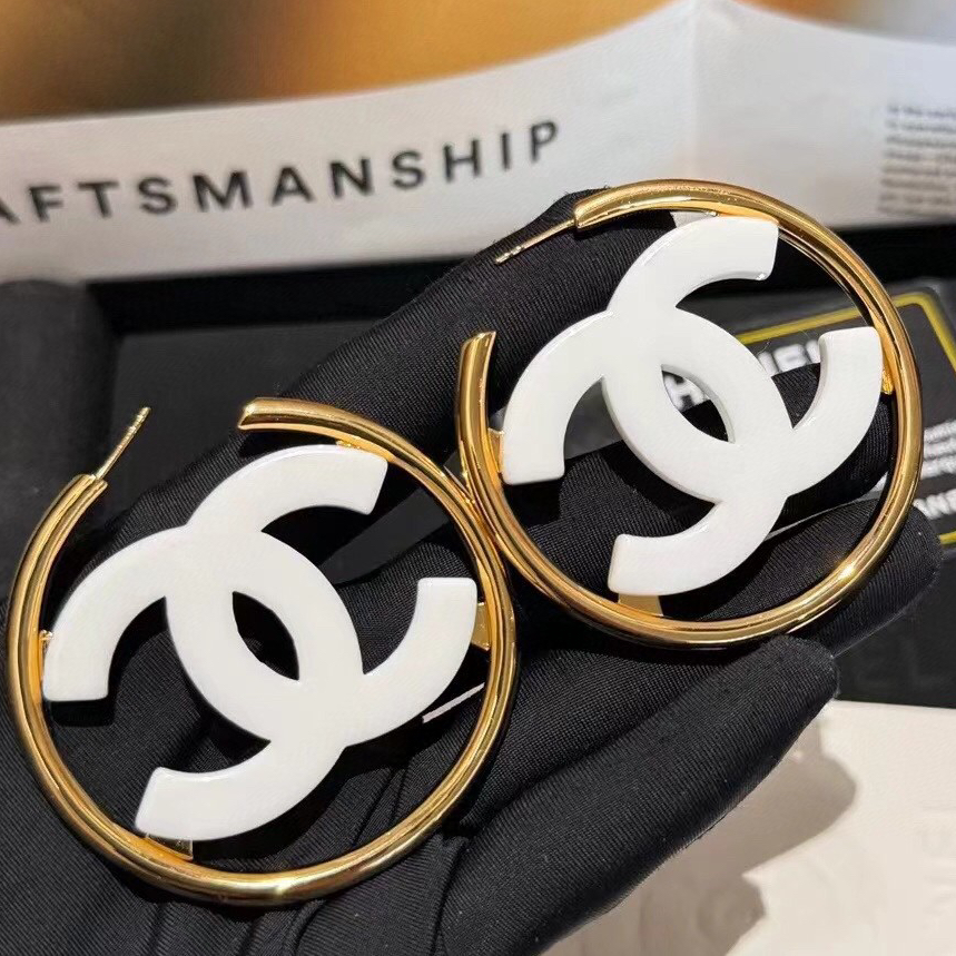 CHANEL - Logo Letter Ring Earrings