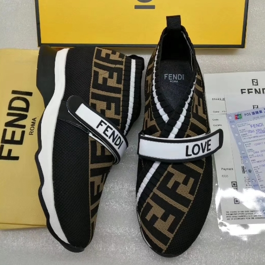 Fendi-Elastic Jacquard Cowhide Casual Shoes