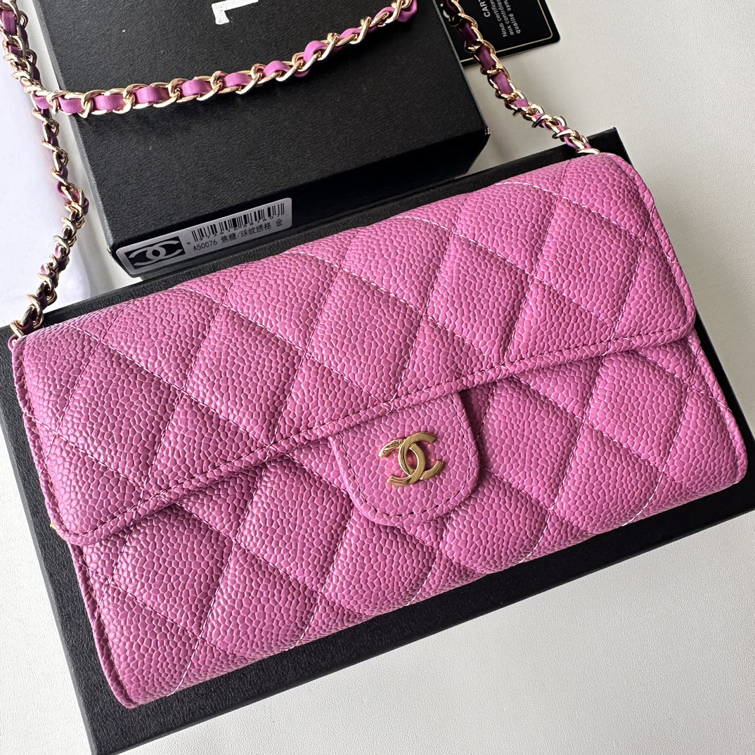 Chanel-Timeless Caviar Wallet Pink