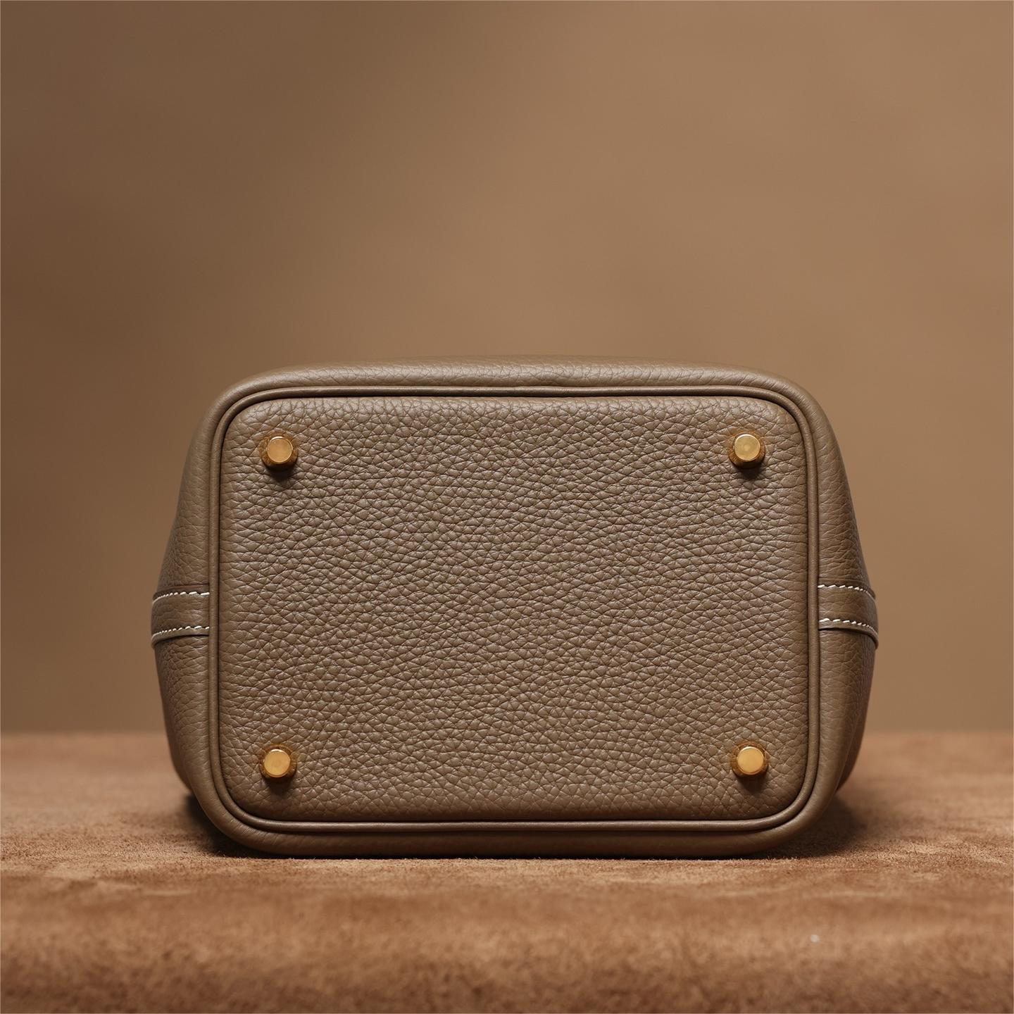 Hermes-PicotinLock Elephant Grey Gold Button Handbag