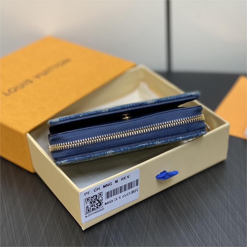LV-Blue denim denim full leather cléa wallet