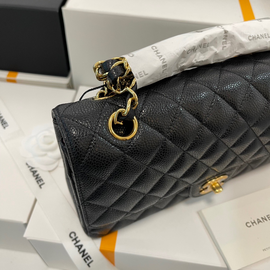 Chanel-Classic Caviar Leather Flip Bag