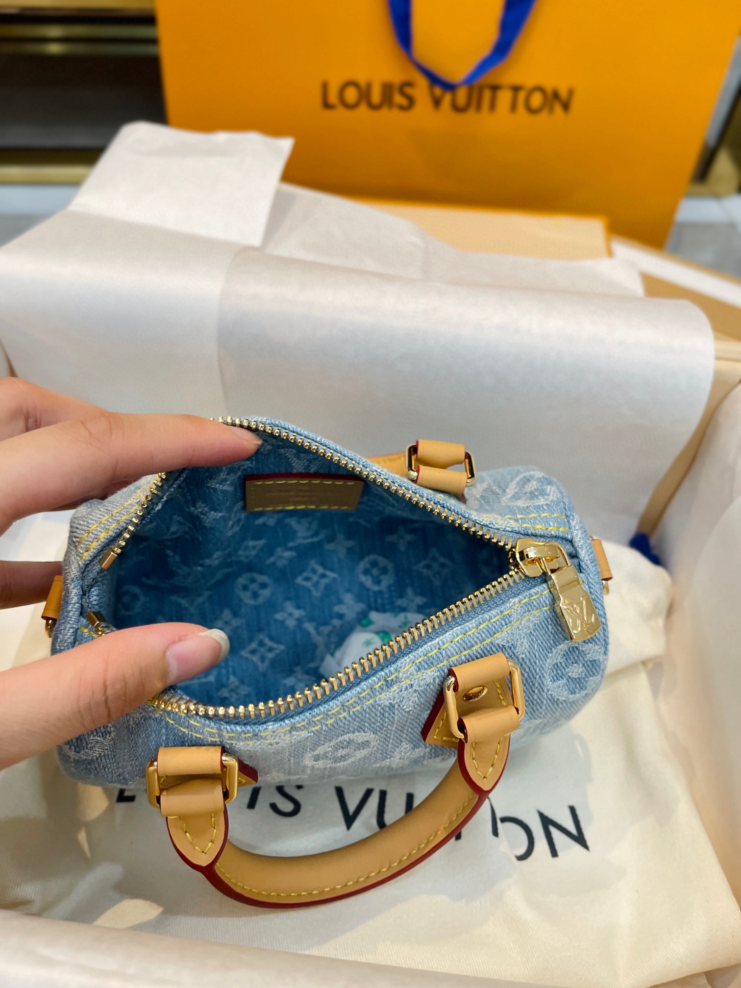 LOUIS VUITTON LV Nona Speedy Blue Hand Bag