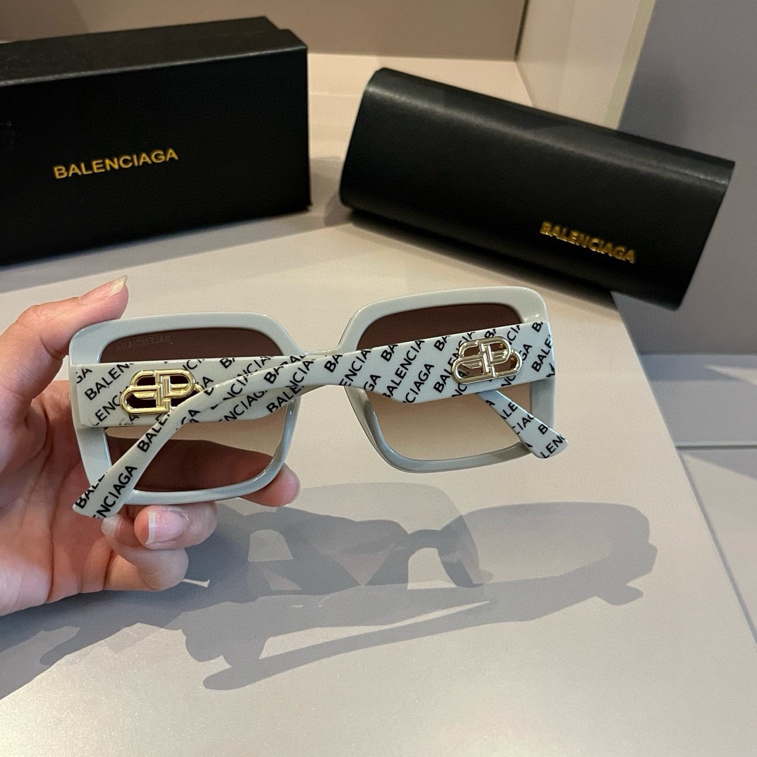 Balenciaga-Retro Flat Frame Leaf Shaped Celebrity Same Style Sunglasses