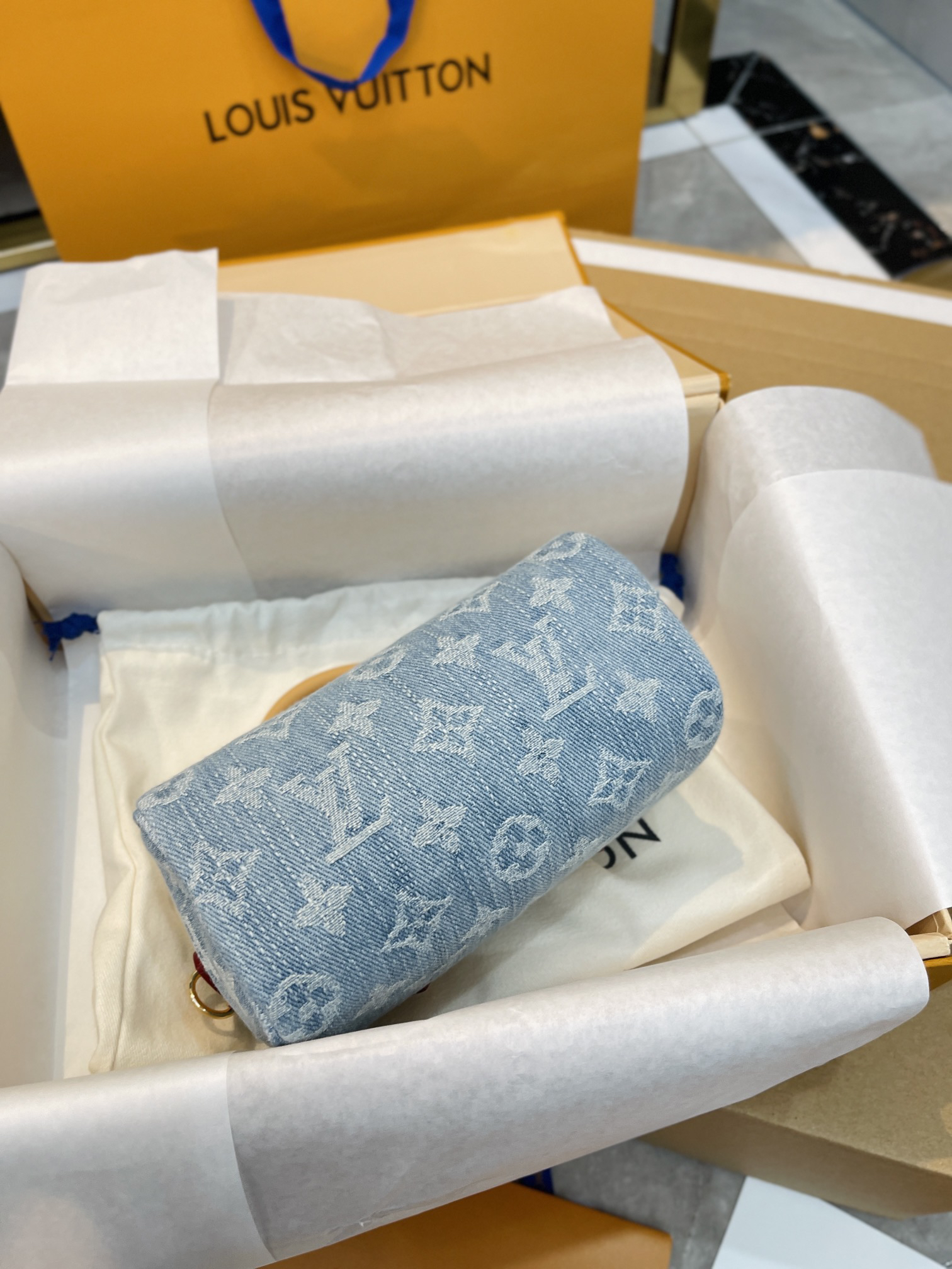 LOUIS VUITTON LV Nona Speedy Blue Hand Bag