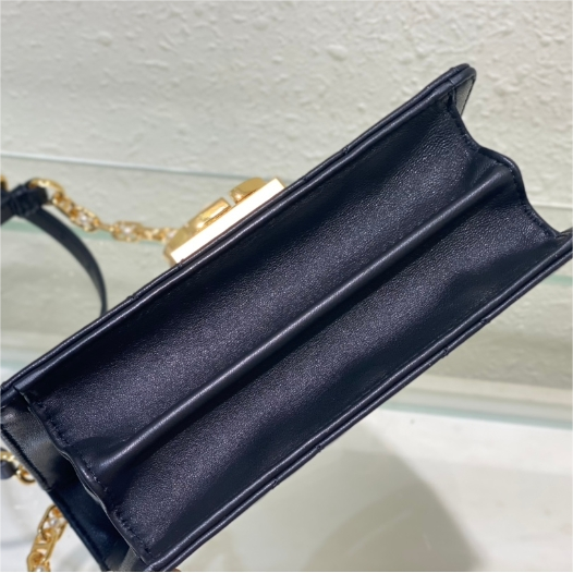 DIOR-Ange Sheepskin Metal Hand Chain Rattan Plaid Mini Style bag