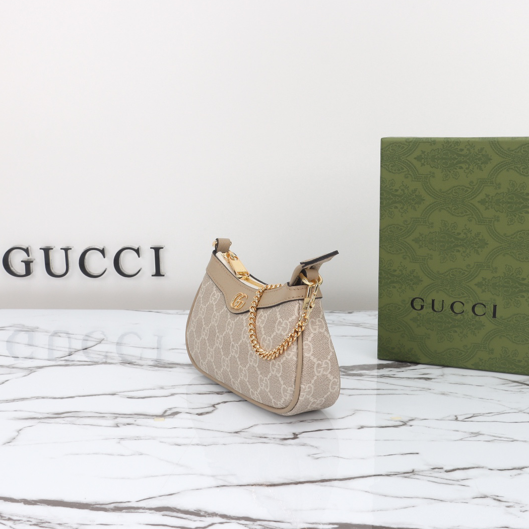 GUCCI- Ophidia Double G Logo Canvas and Leather Handbag