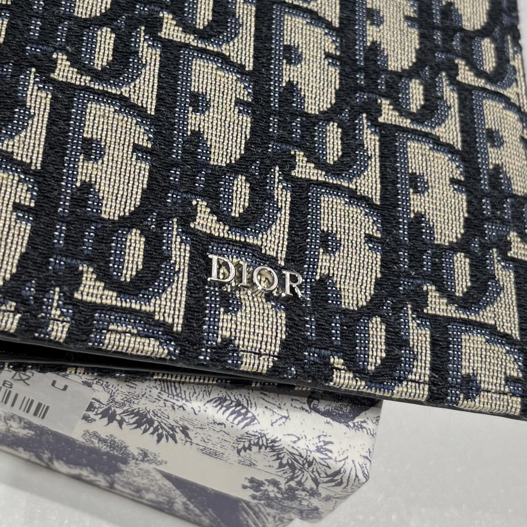 Dior-Blue jacquard fabric men's short wallet