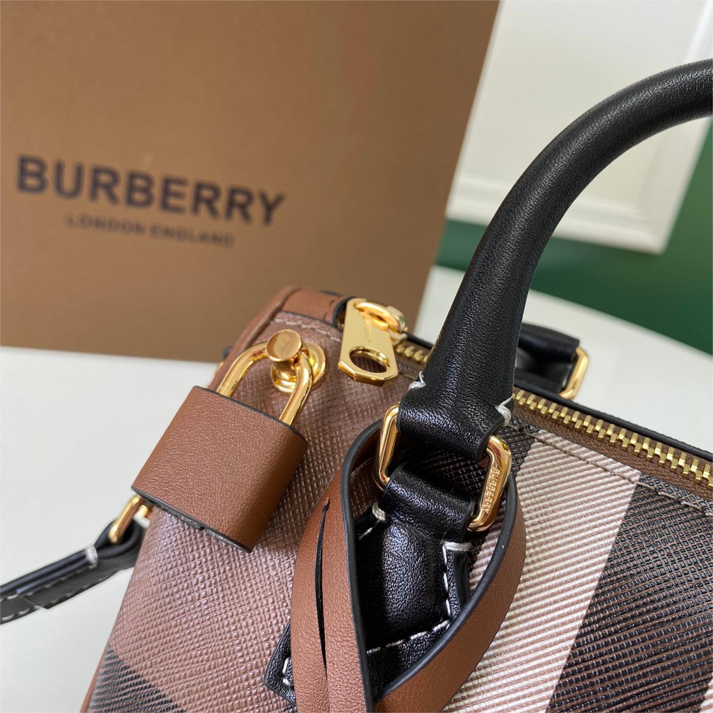 Burberry-Grid Boston Pillow Bag