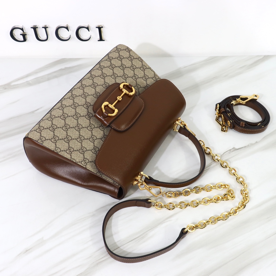 GUCCI-Horsebit 1955 series medium-sized handbag