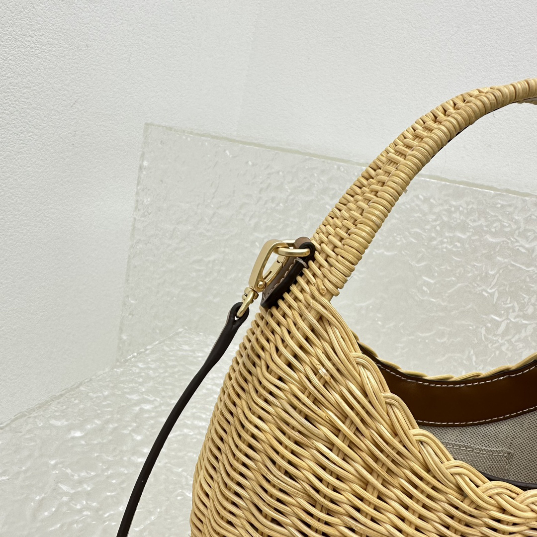 MIUMIU-Wander Wicker Hobo Bag Tan/Caramel | Straw Bag