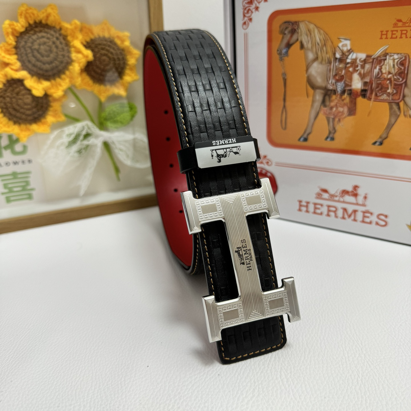Hermes-cowhide belt
