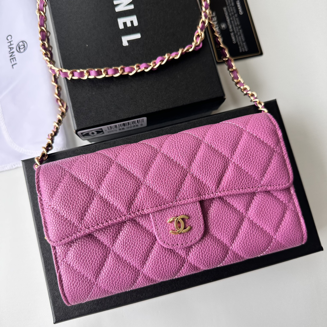 Chanel-Timeless Caviar Wallet Pink