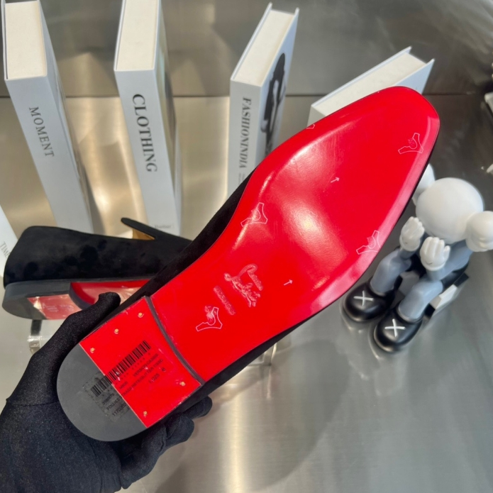 Christian Lubotin-Black Velvet Loafers