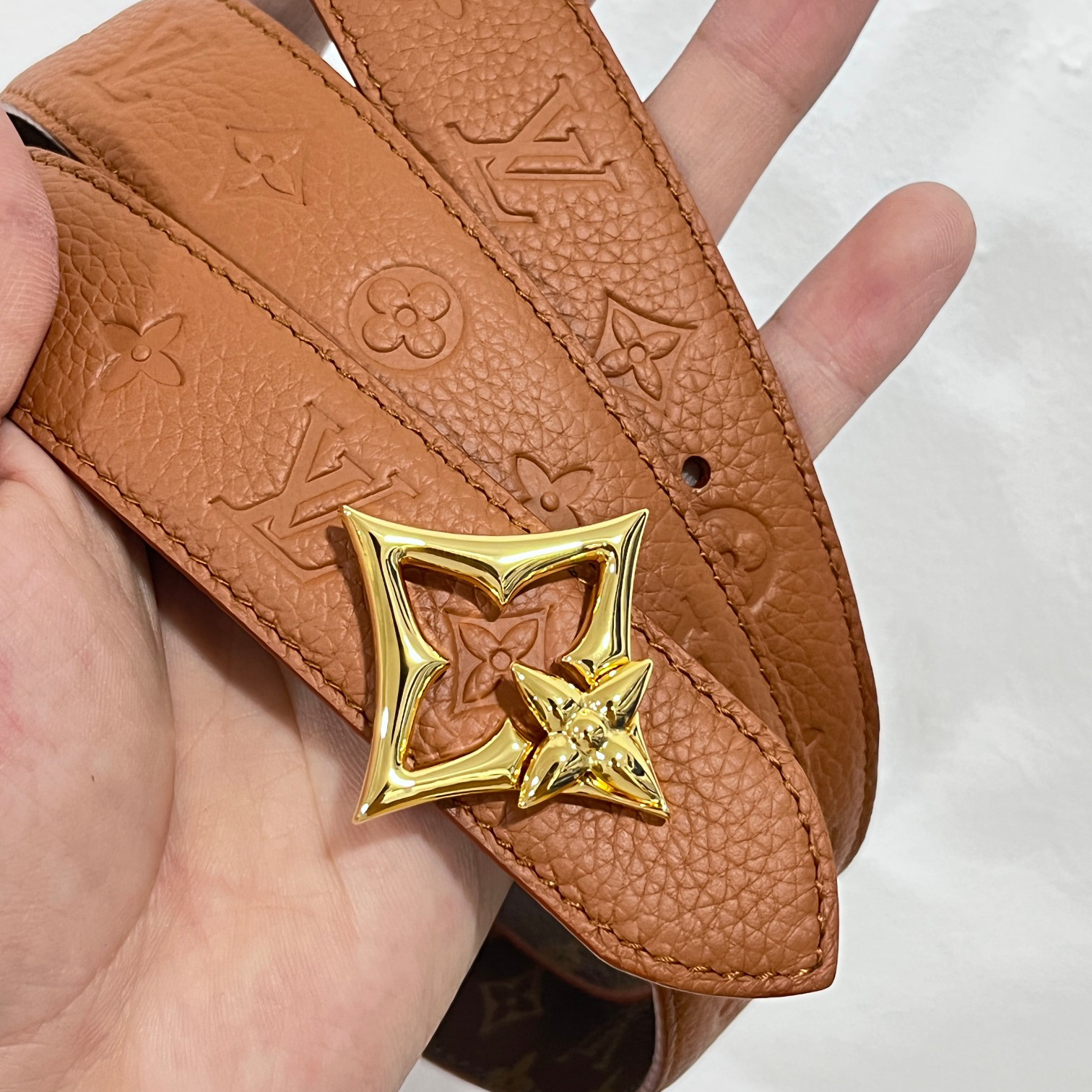 LV - Printed Reversible Smooth Buckle Leather Canvas Belt