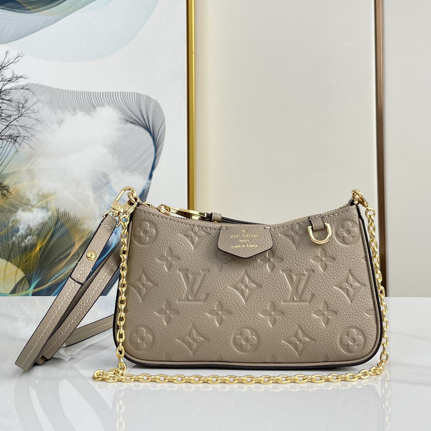 LV - Easy Pouch On Strap Monogram Embossed Leather Shoulder Bag