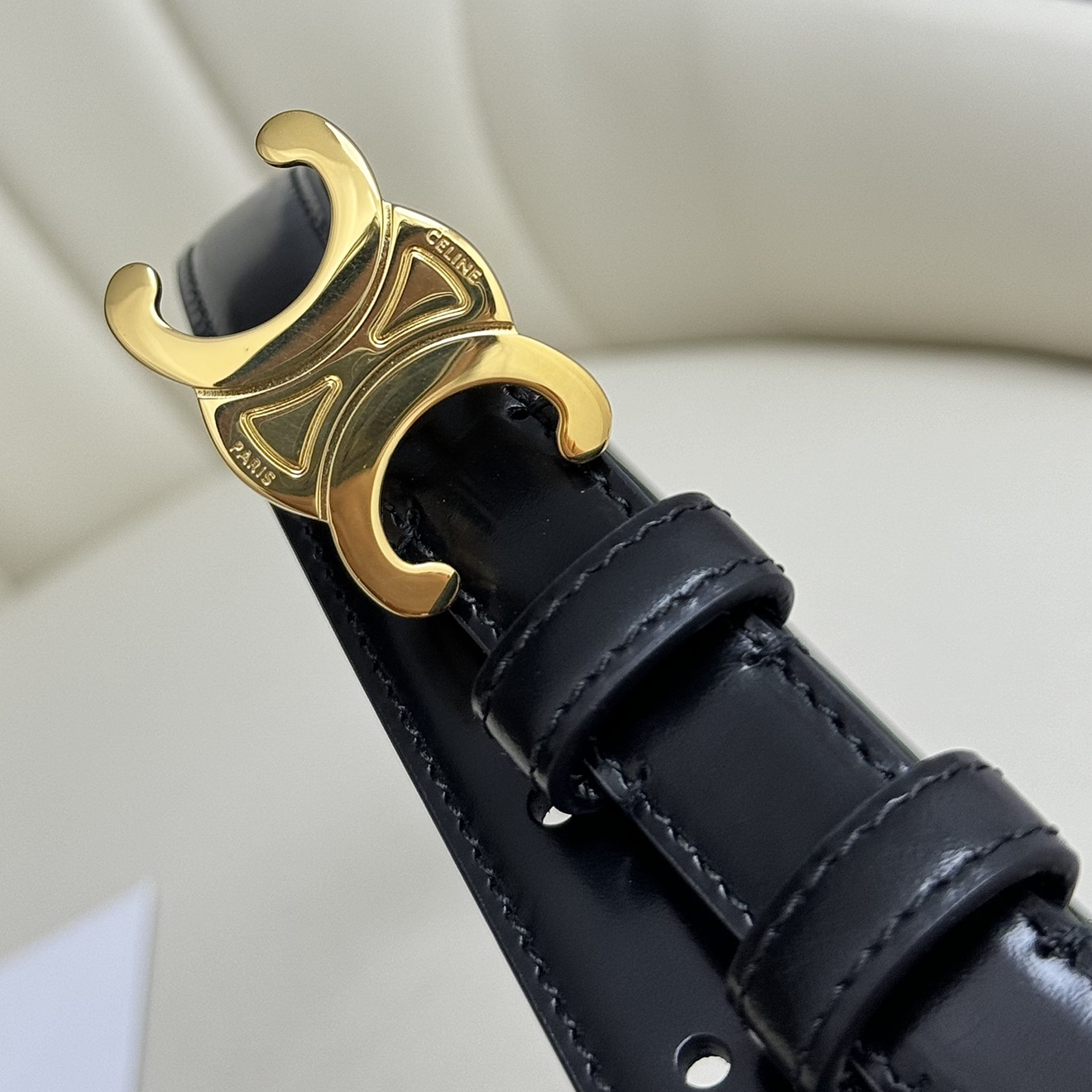 CELINE- Arc de Triomphe Copper Buckle Calfskin Belt