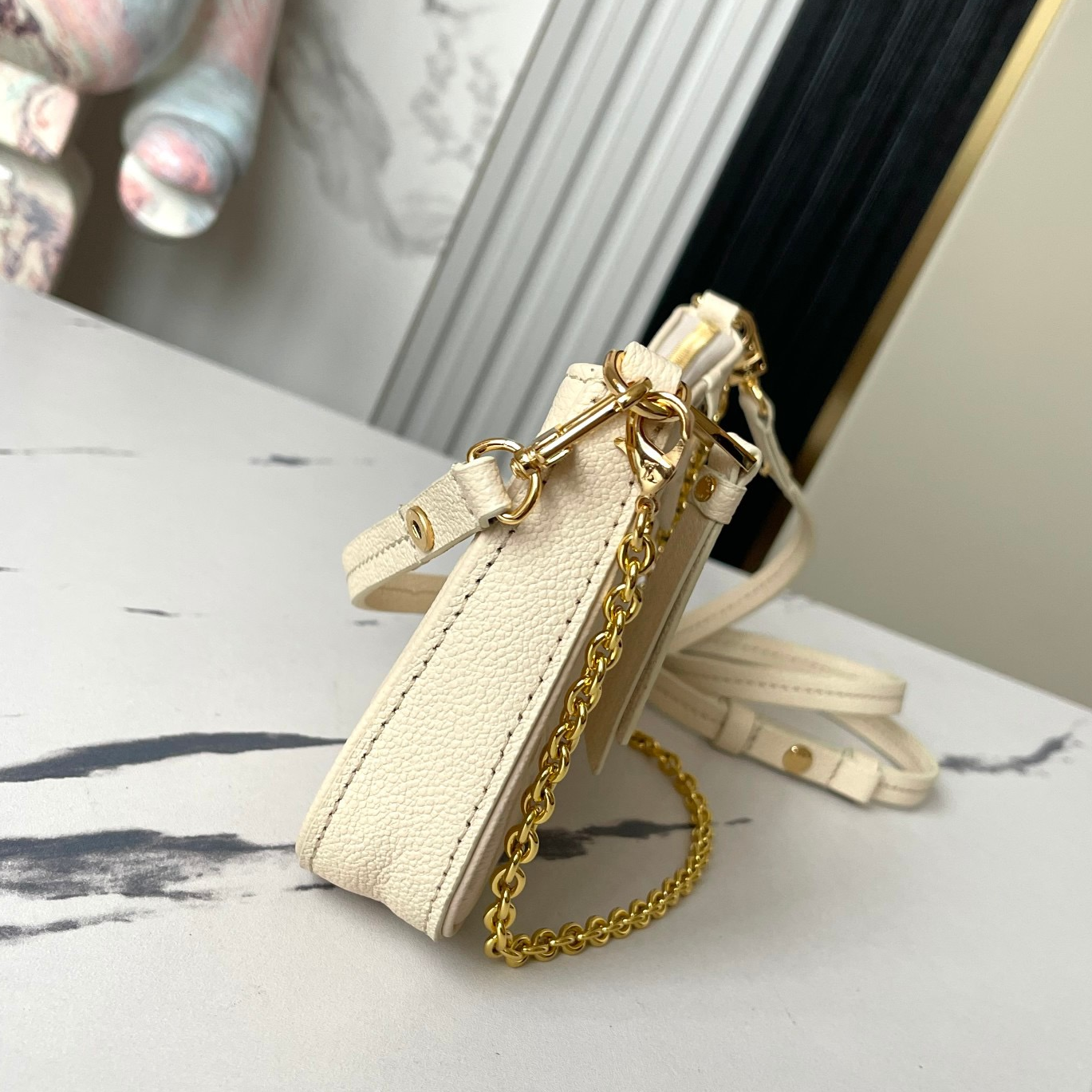 LV - Easy Pouch On Strap Monogram Embossed Leather Shoulder Bag