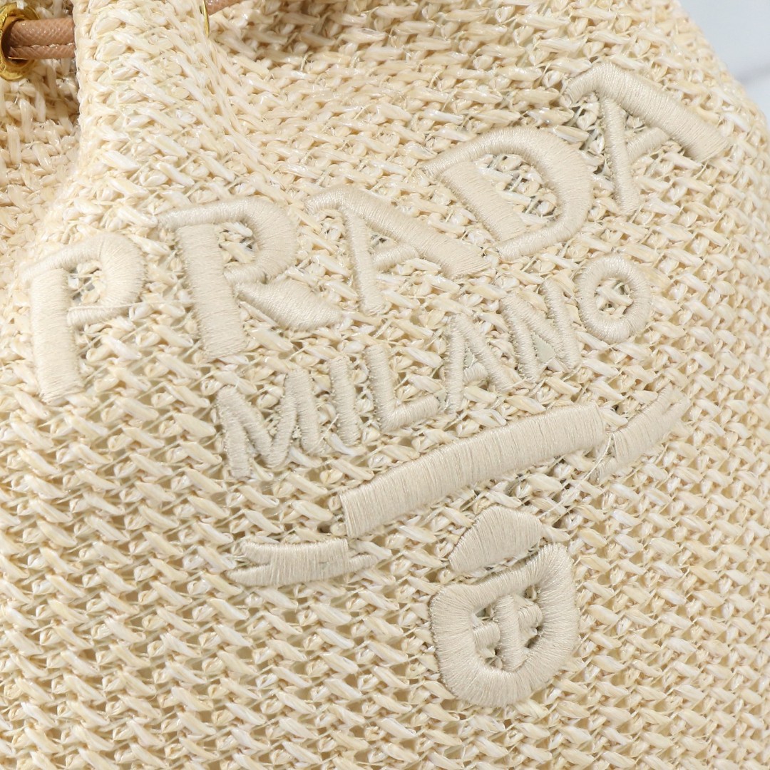 Prada-Lafite woven drawstring bucket bag
