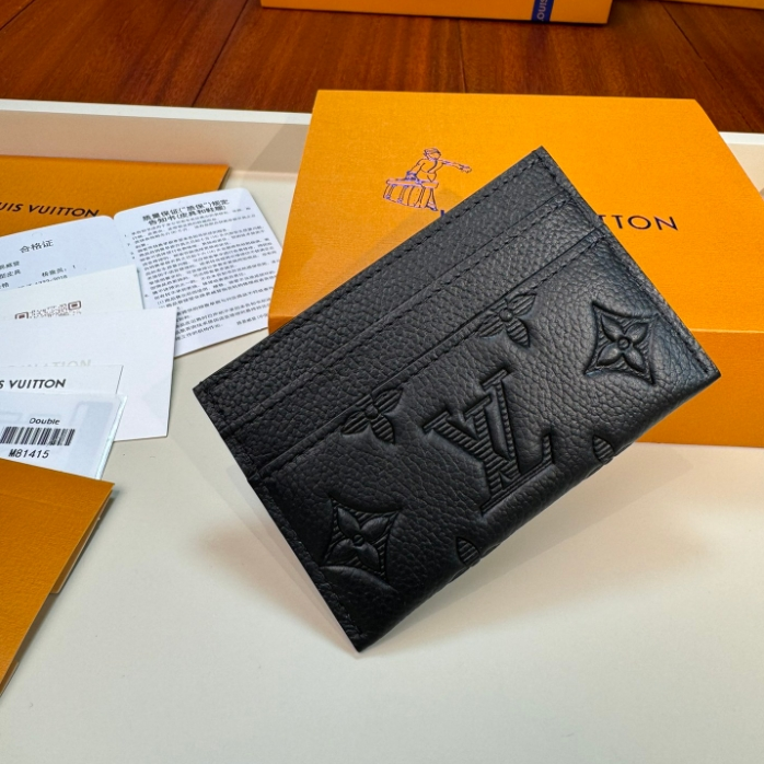 LV-Embossed Card Clip Wallet