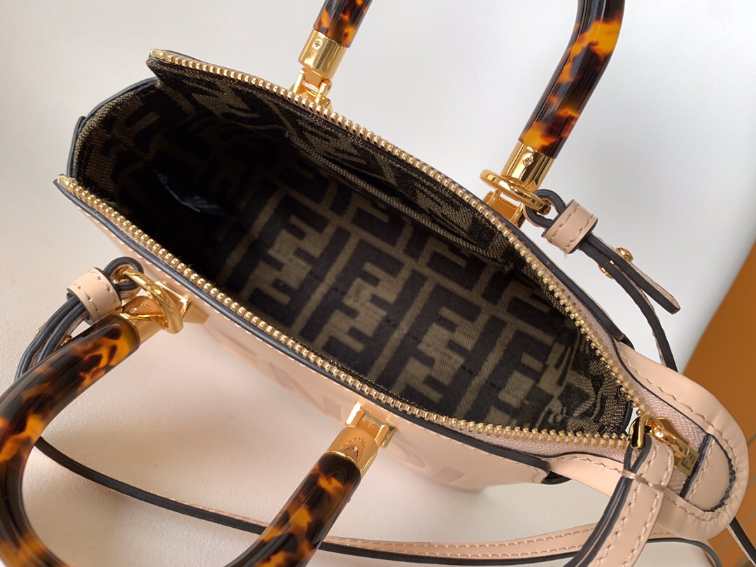 FENDI - By The Way Series Calfskin Boston Bag Shoulder Crossbody Handbag Mini Bag Pink