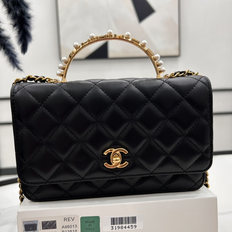 CHANEL- WOC 23B Pearl Handle Lambskin Shoulder Bag