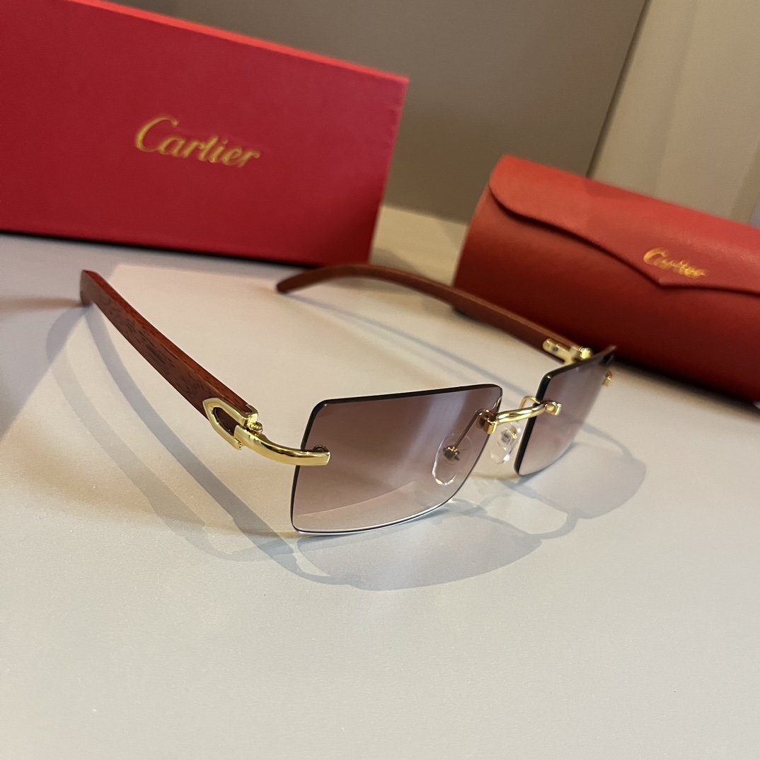 Cartier-2024 new metal frameless sunglasses