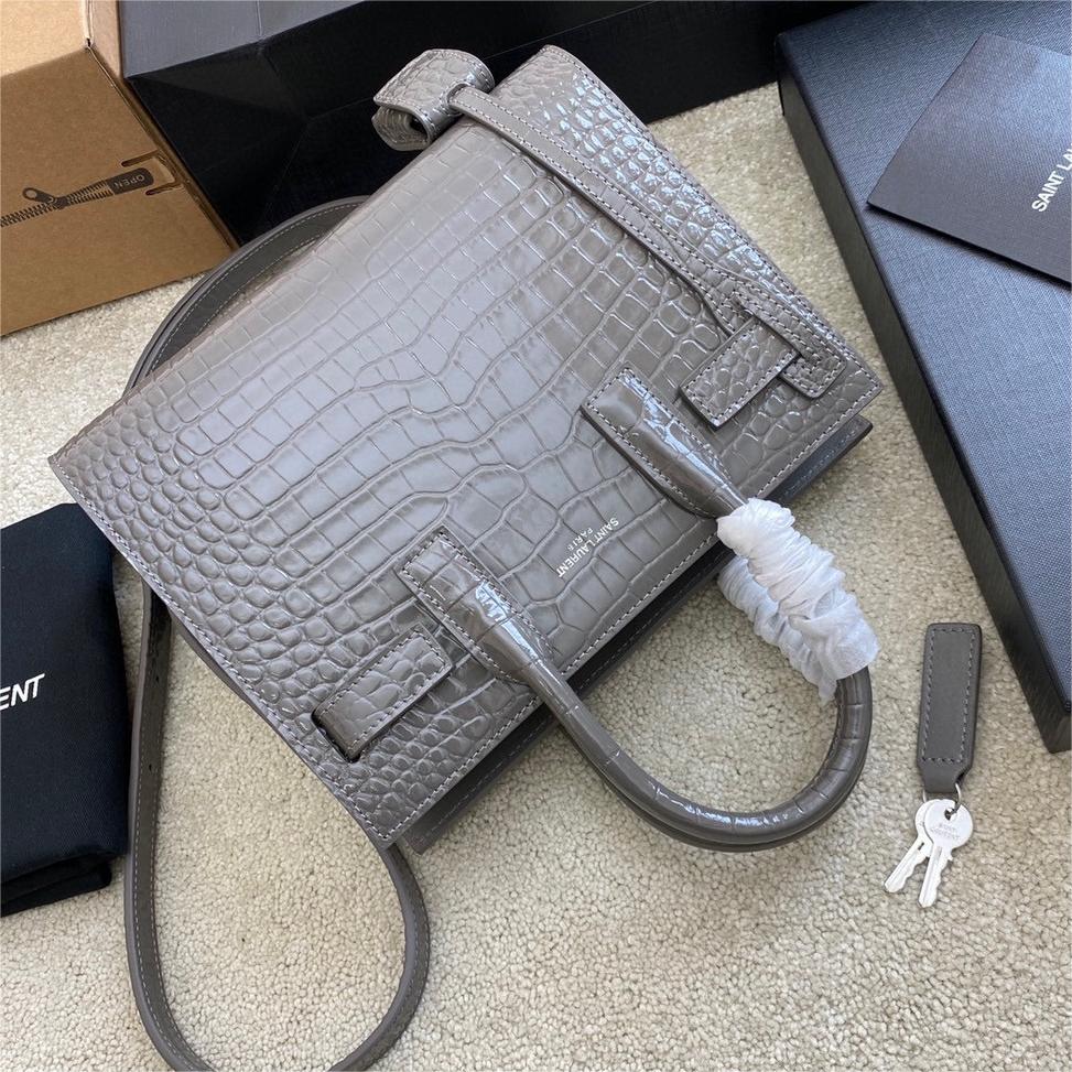 YSL-Organ Bag Gray Crocodile Pattern 22CM