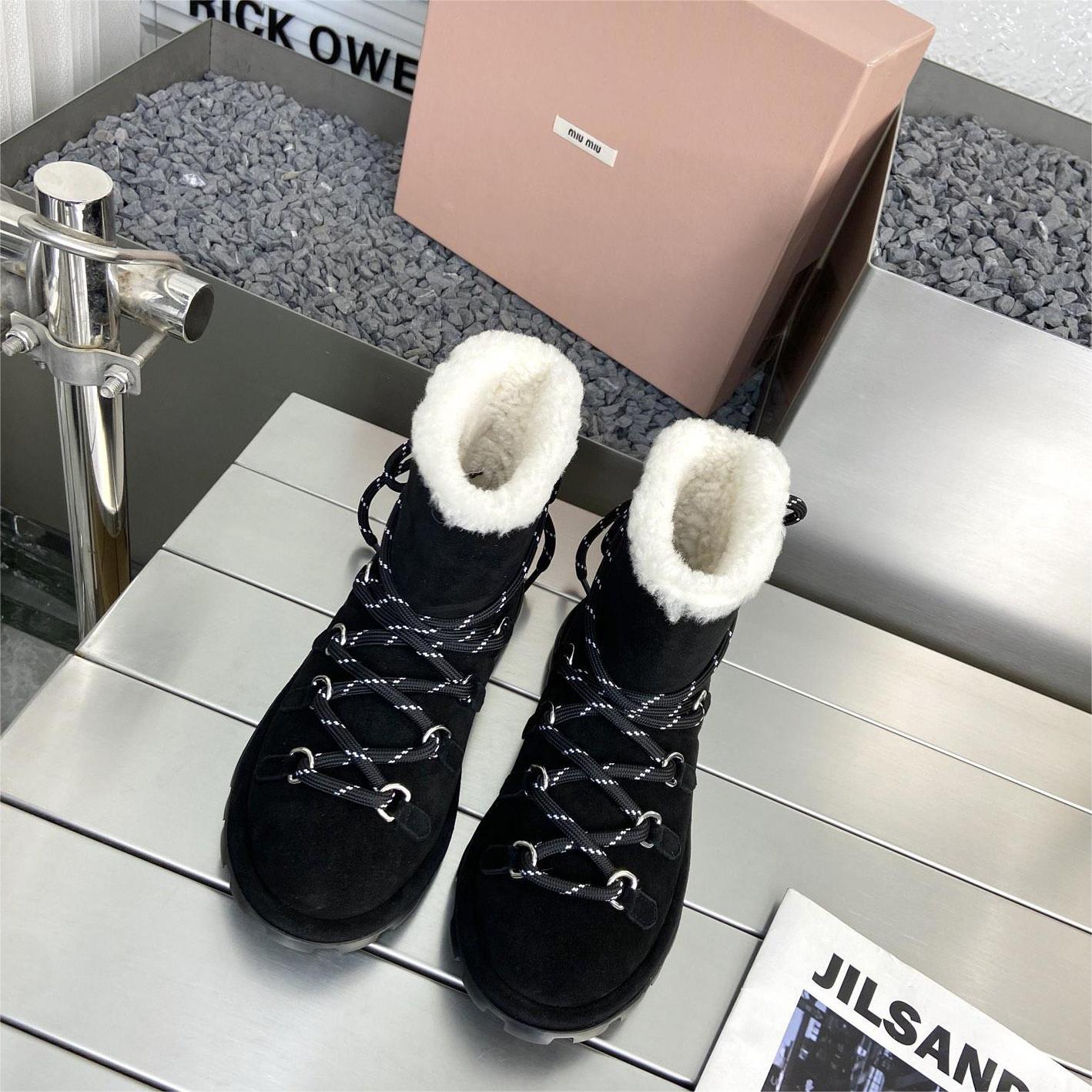 miumiu-Autumn and winter wool snow boots shoes