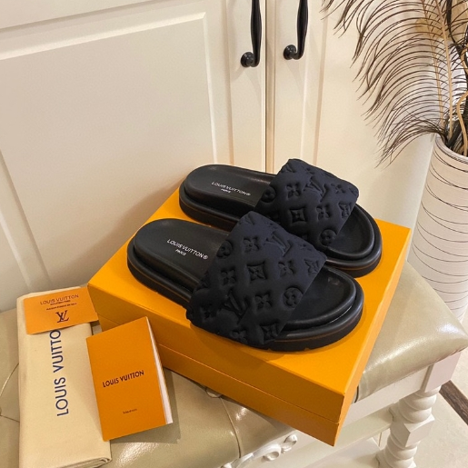 LV-Nylon Silk Embossed Slippers