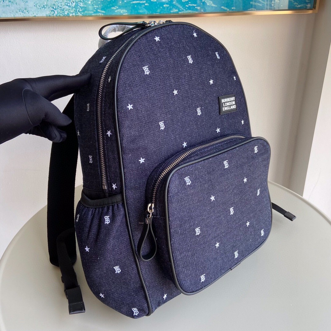 Burberry-Nylon embroidered backpack