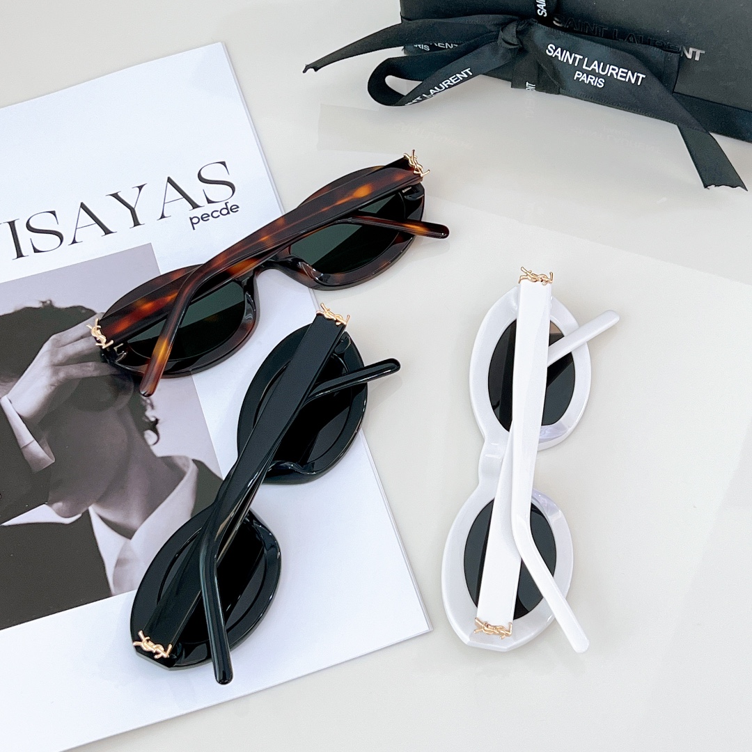 YSL-Cat Eye Round Frame Sunglasses