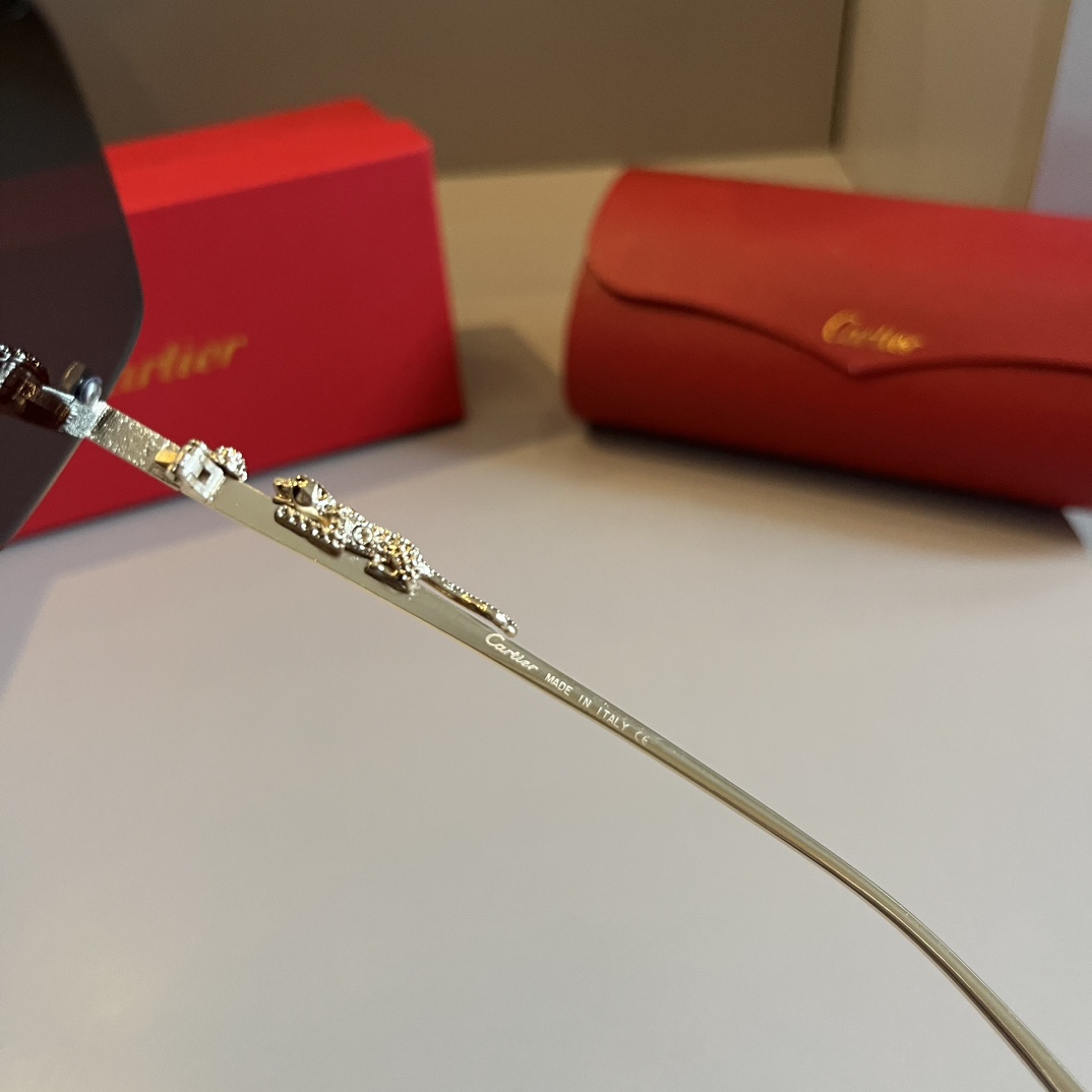 Cartier-metal frameless precious sunglasses